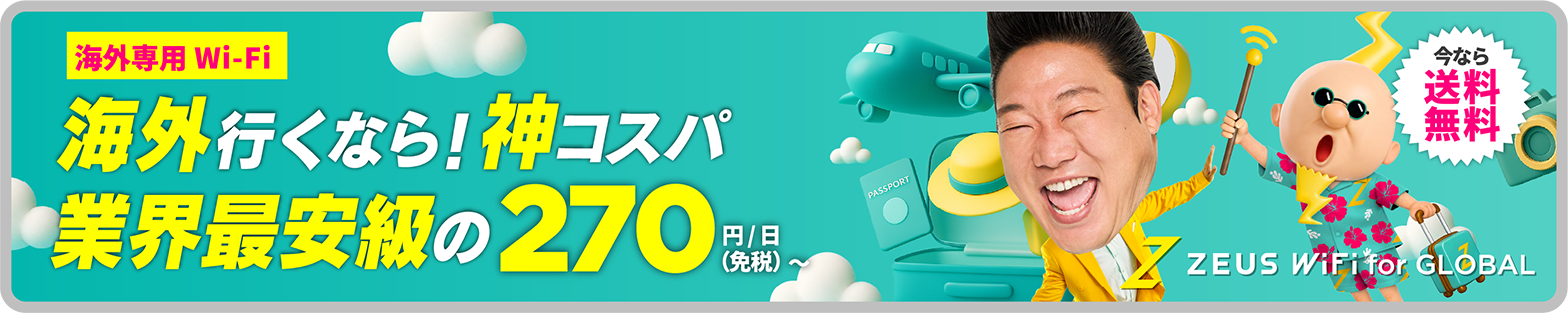 海外専用Wi-Fi登場！海外行くなら！神コスパ！業界最安値級270円/日～（免税）