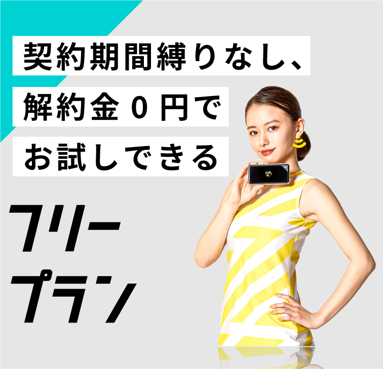 契約期間縛りなし、解約金0円でお試しできる フリープラン